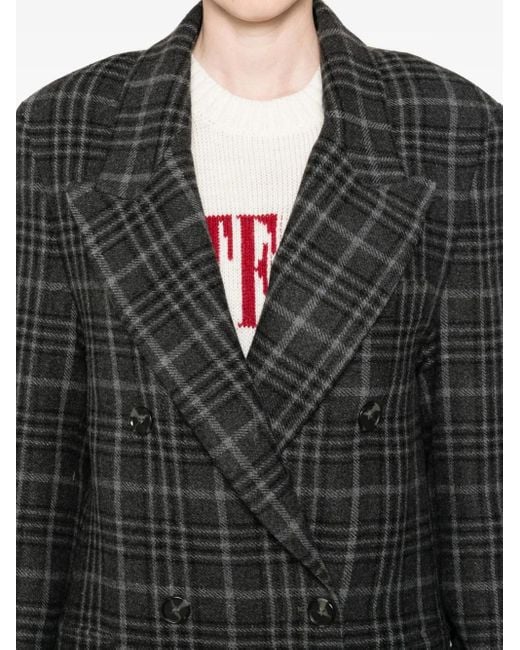 Aniye By Double-breasted Checked Coat Black