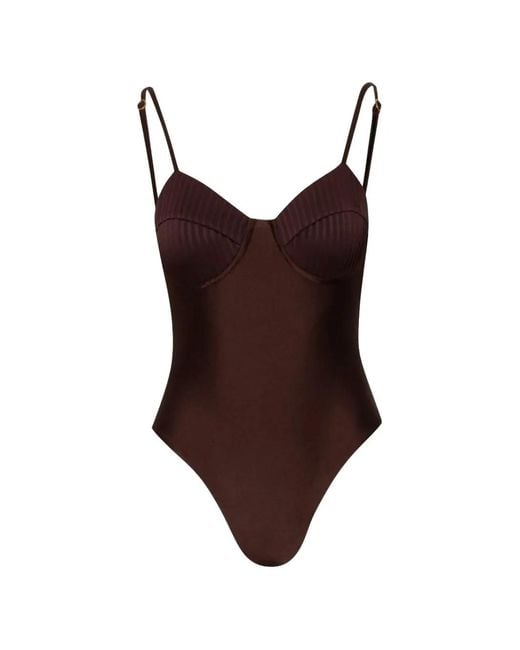 Baobab Brown Roma One Piece Ribbed-Panel Swimsuit