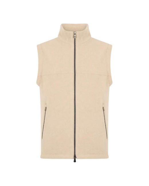 Fedeli Natural Zip-Up Cashmere Gilet for men