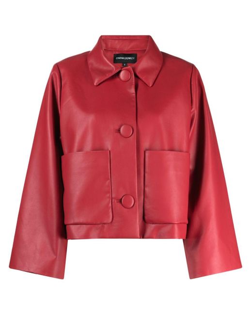 Cynthia Rowley Red Button-up Cropped Jacket