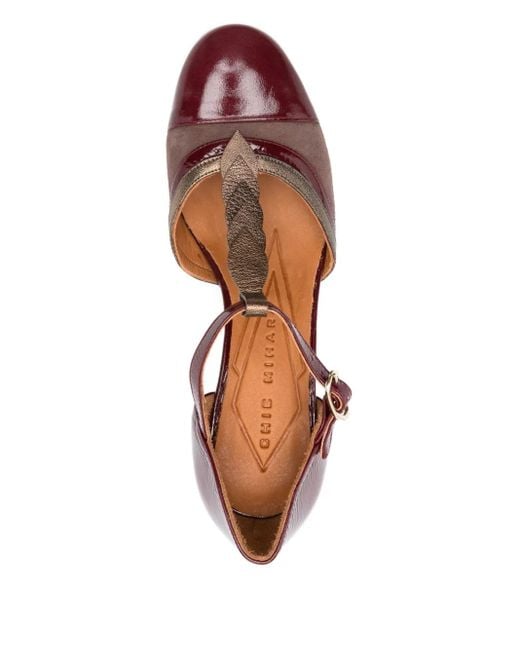 Chie Mihara 70 Mm Pumps Met Blokhak En T-Bandje in het Brown