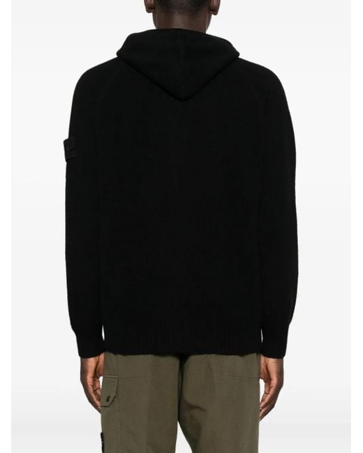 Stone Island Black Zip-Up Hoodie for men