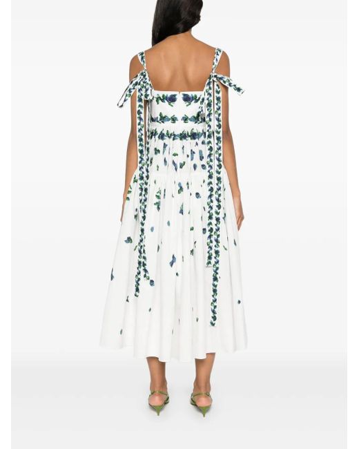 Erdem White Floral Print Cotton Dress