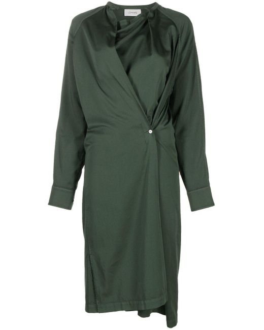 Lemaire Green Asymmetric Cotton Midi Dress