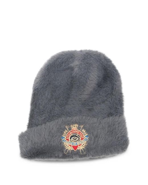 House of Errors Gray Logo-Patch Beanie Hat for men