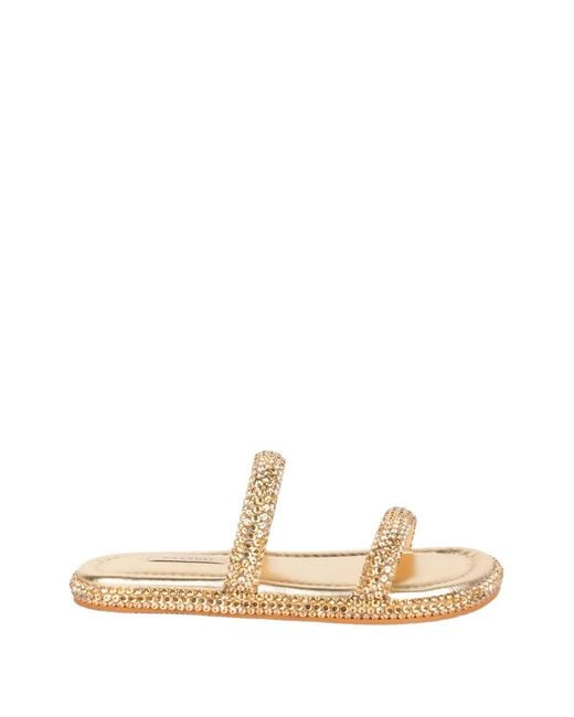 Casadei Natural Crystal-Embellished Double-Strap Sandals