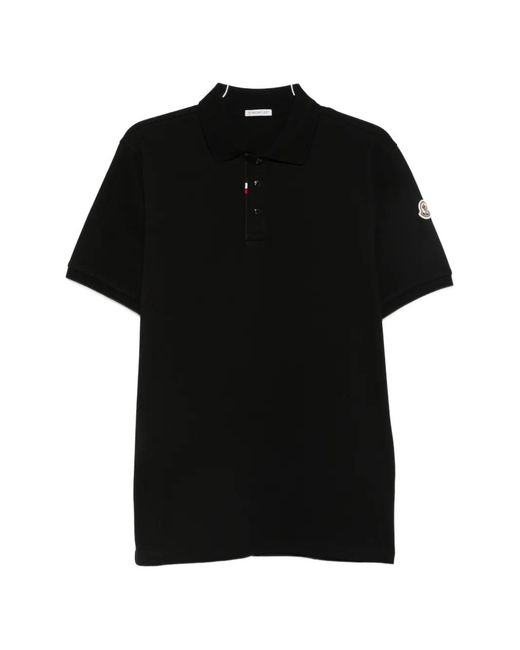 Moncler Black Short-Sleeve Polo Shirt for men