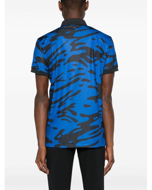 J.Lindeberg Blue Tour Tech Regular Abstract-print Polo Shirt for men