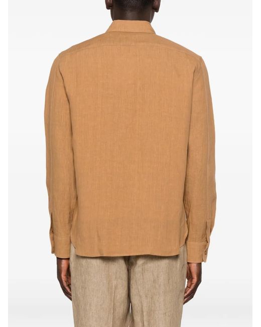 Amaranto Natural Chest-Pockets Long-Sleeve Shirt for men