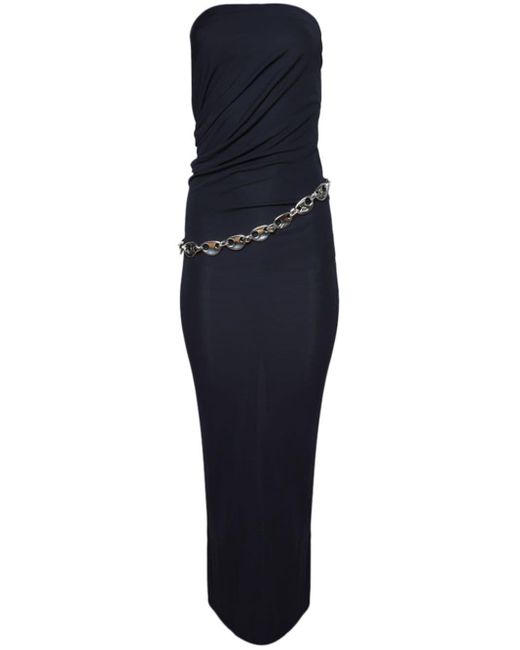Christopher Esber Blue Chain-detail Ruched Maxi Dress