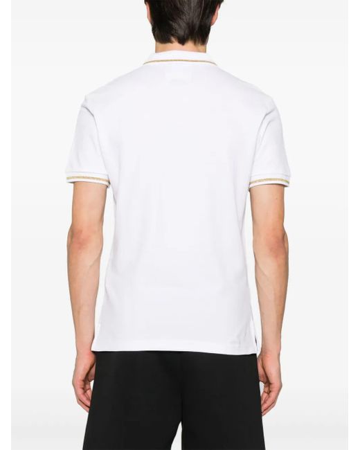 Versace Jeans Couture White Logo-Embroidered Cotton Polo Shirt for men