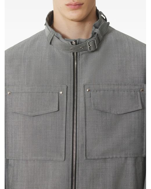 Lanvin Gray Zip-Up Chest-Pockets Jacket for men