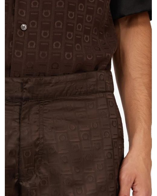 Ferragamo Black Monogram Bermuda Shorts for men
