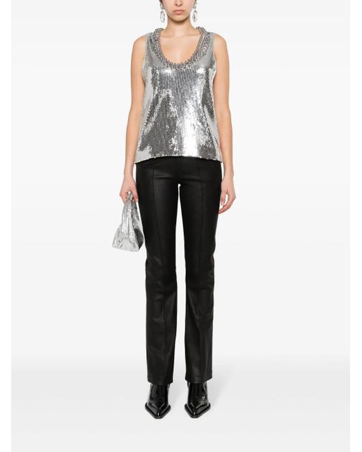 Rabanne Gray Sequin-Embellished Top