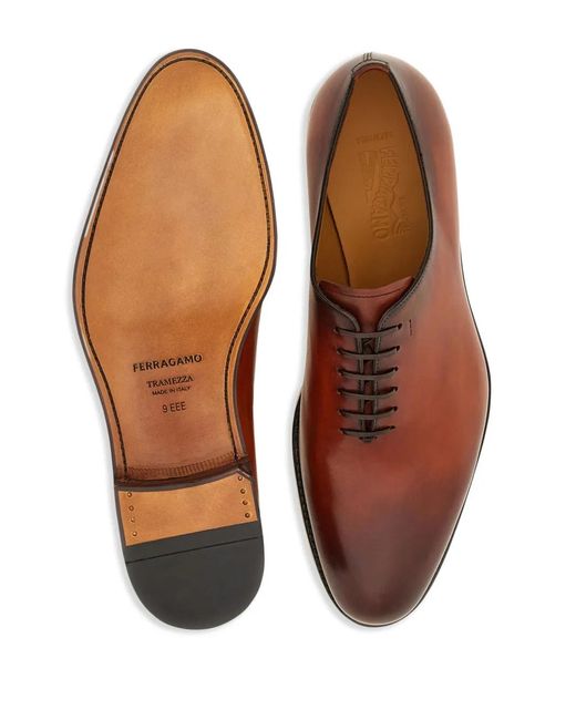 Ferragamo Brown Tramezza Leather Oxford Shoes for men