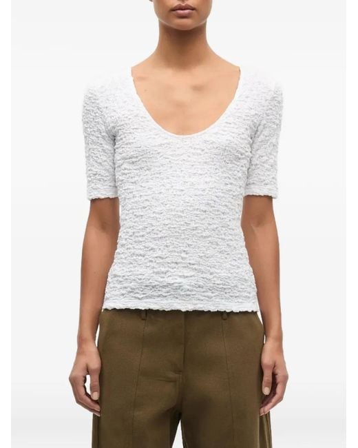 Samsøe & Samsøe White Sia Textured T-Shirt