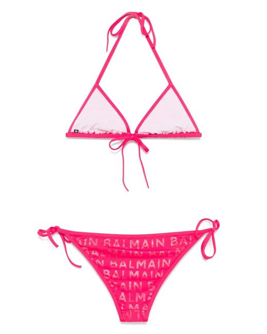 Balmain Bikini Met Logoprint in het Pink