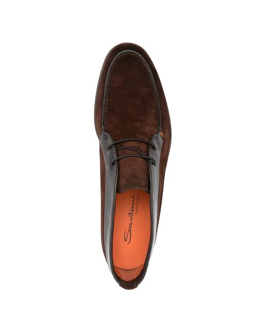Santoni Brown Lace-Up Desert Boots for men