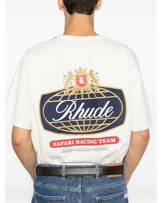 Rhude White Safari Crest Graphic T-Shirt for men