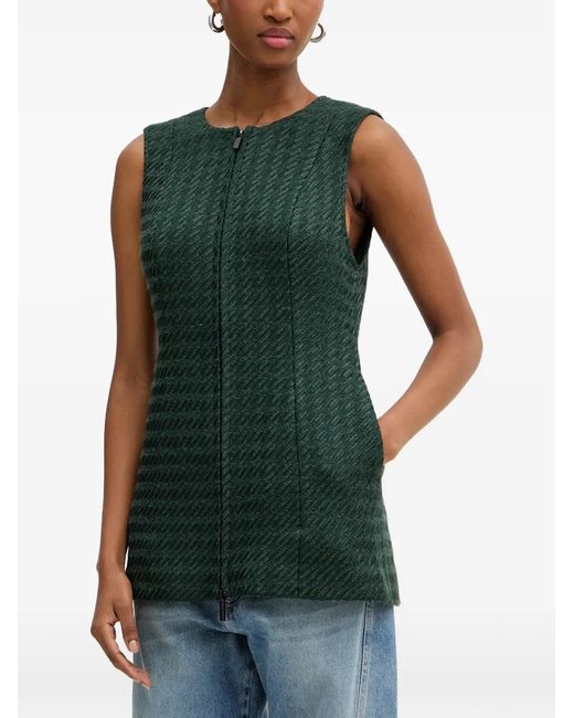 ARMANI EXCHANGE Green Zip Herringbone Top