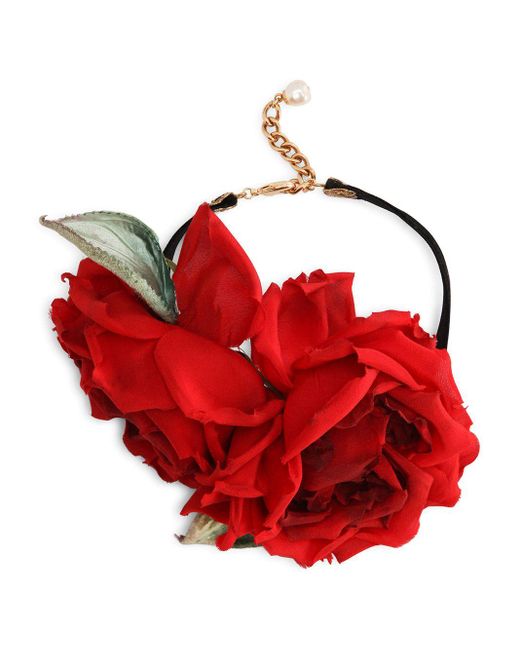 Dolce & Gabbana Black Rose-appliqué Choker Necklace
