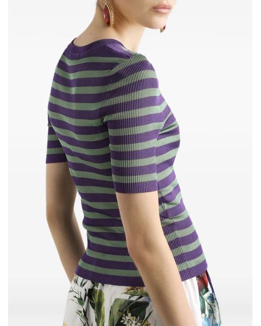 Dolce & Gabbana Gray Striped Knitted Top
