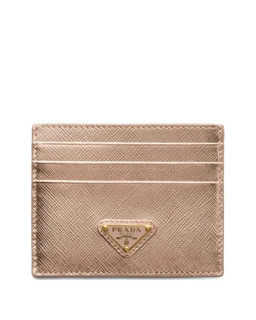 Prada Natural Logo-Plaque Card Holder