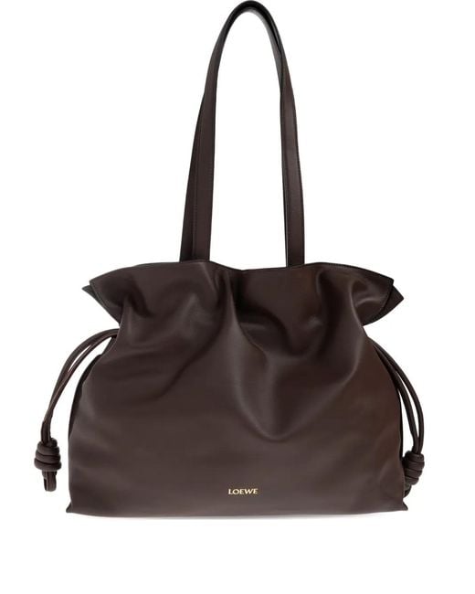 Loewe Brown Large Flamenco Knot-Detail Leather Tote Bag