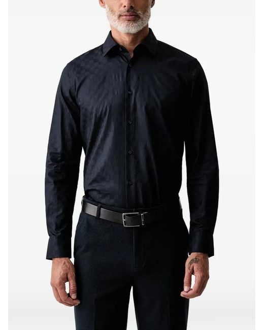 Joop! Blue Check-Patterned Long-Sleeve Shirt for men