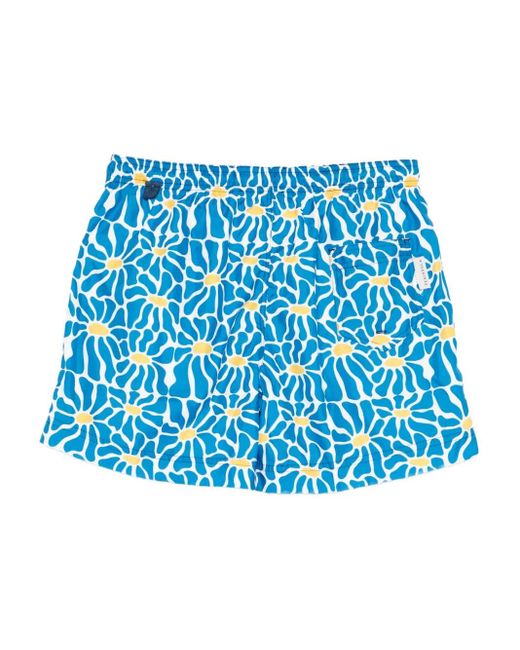 Peninsula Blue Floral-Print Swim Shorts for men