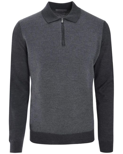 Corneliani Gray Knitted Polo Shirt for men