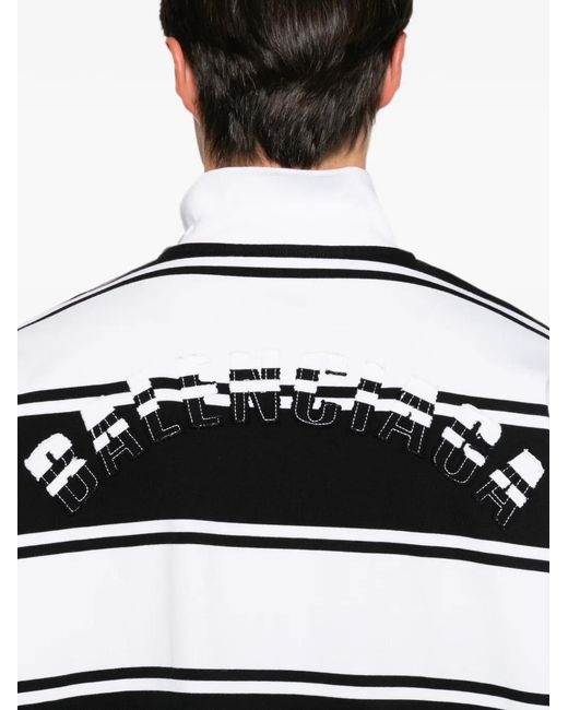 Polo Rayé À Patch Logo Balenciaga pour homme en coloris Black