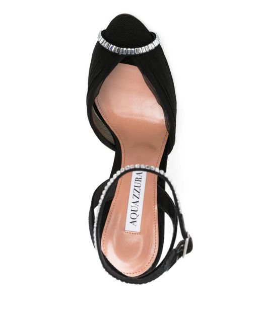 Aquazzura Black 105Mm Gatsby Crystal-Embellished Mesh Sandals