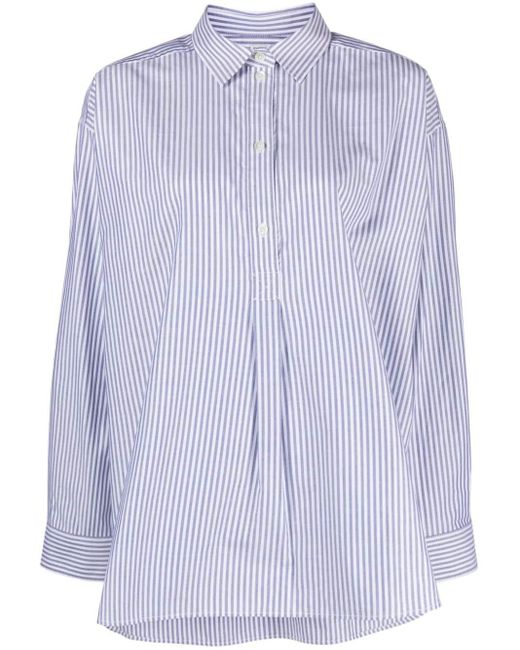 Totême  Blue Striped Half-placket Shirt