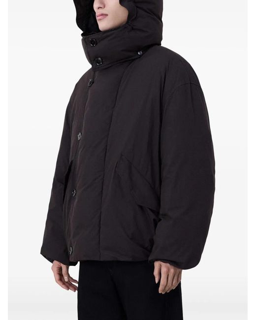 Lemaire Black Down Jacket With Hood for men