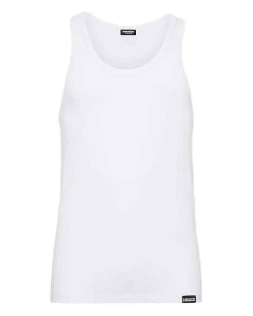 DSquared² White Logo-Print Tank Top for men