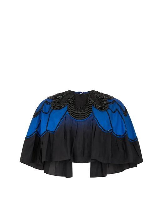 Alberta Ferretti Blue Sequin-Embellished Cape