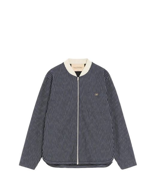 Valentino Garavani Blue Viscose Sweatshirt With Striped Vlogo for men
