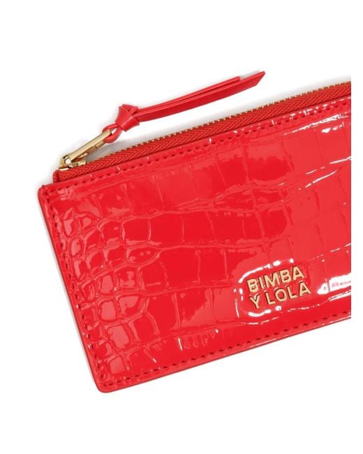 Bimba Y Lola Red Crocodile-Effect Zip-Around Wallet