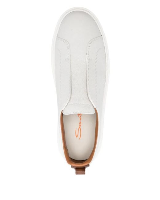 Santoni レザー スリッポンスニーカー White