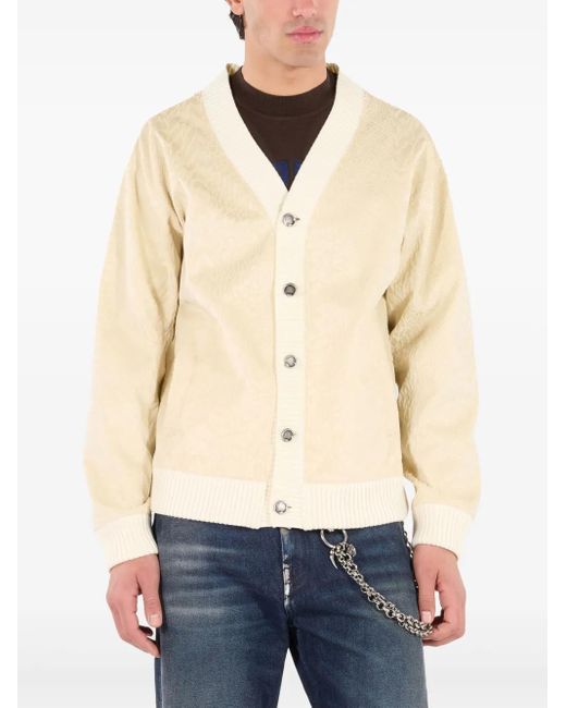 Roberto Cavalli Natural Python-Print Cardigan for men