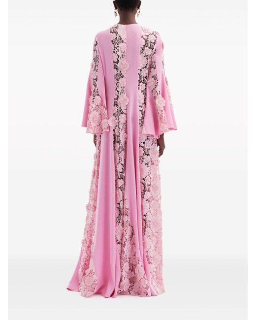 Robe longue à fleurs Oscar de la Renta en coloris Pink