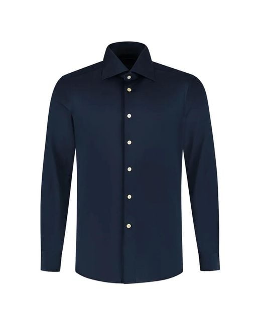 Kiton Blue Spread-Collar Button-Up Shirt for men