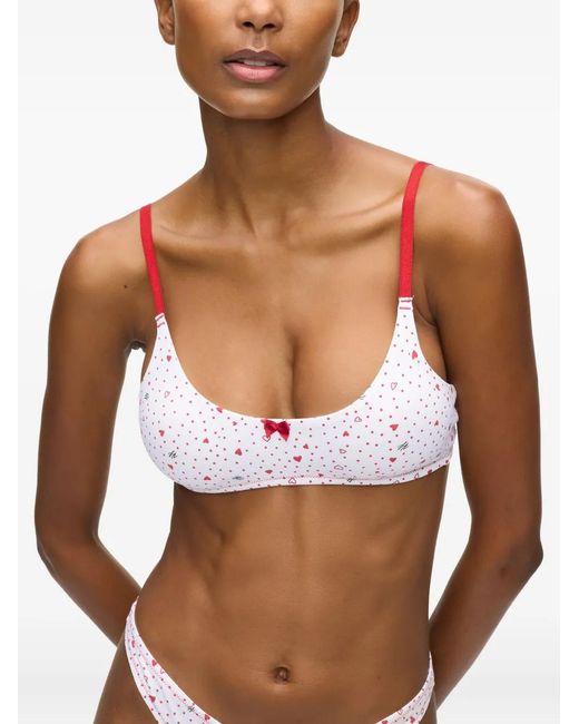 Karl Lagerfeld Pink Heart-Print Bralette