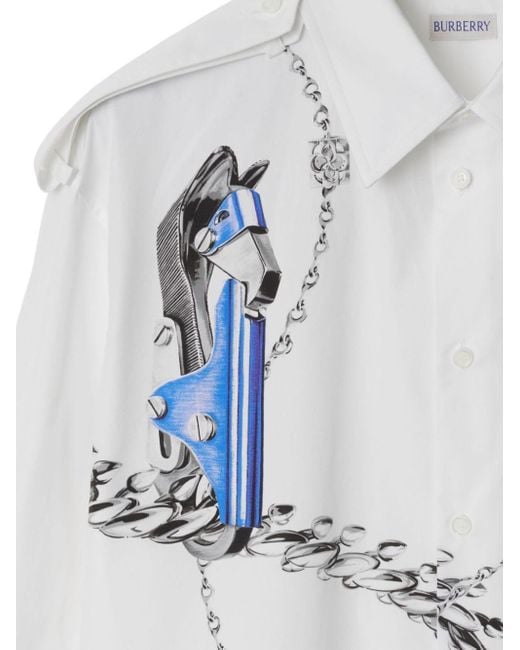 Camicia con stampa Knight Hardware di Burberry in White da Uomo
