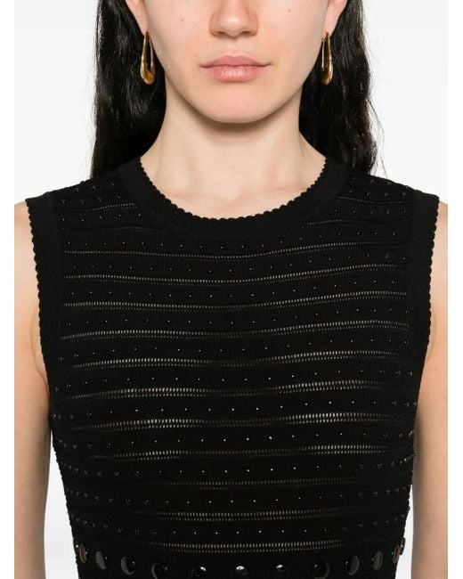 Sandro Black Textured-Knit Flared Midi Dress