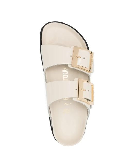 Birkenstock White Arizona Buckle-Fastening Leather Sandals