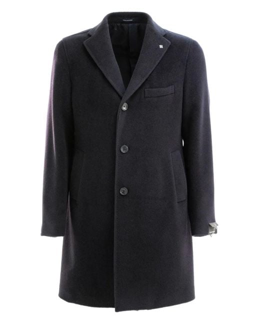 Tagliatore Black Wool Coat for men