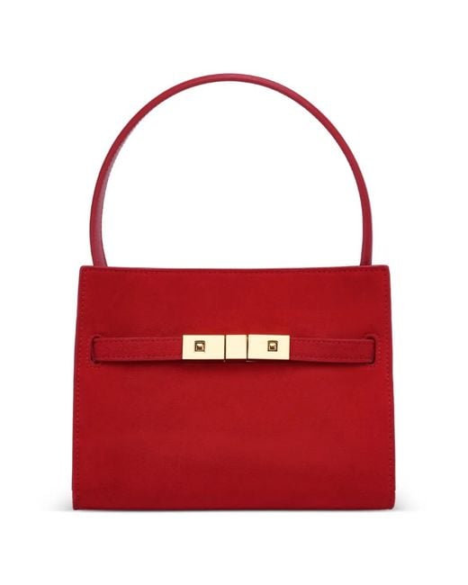 POTAMY Red Square-Buckle Leather Mini Bag