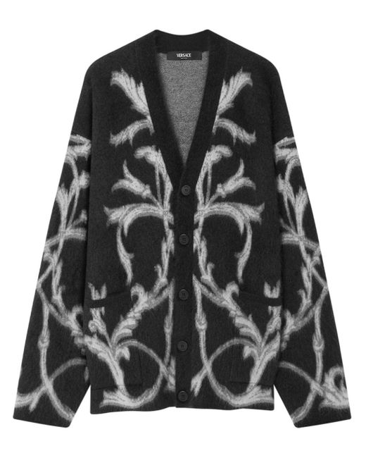 Versace Black Acanthus Leaves Cardigan for men